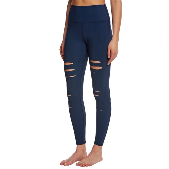 ALO YOGA RIPPED WARRIOR LEGGINGS WOMEN’S SIZE SMALL BLUE - Picture 3 of 10
